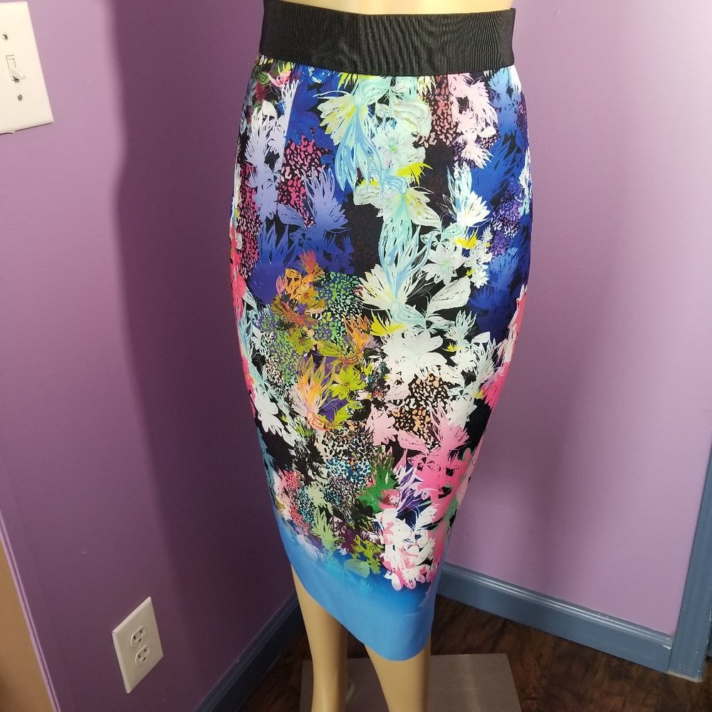 NWT Milly Women's Floral Print Pencil Skirt size 2